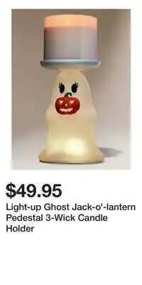 Bath & Body Works Light-up Ghost Jack-o'-lantern Pedestal 3-Wick Candle Holder offer