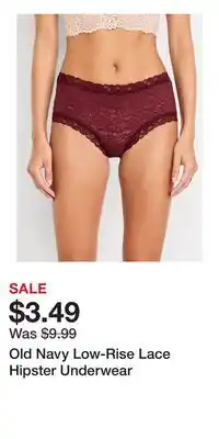 Old Navy Old Navy Low-Rise Lace Hipster Underwear offer