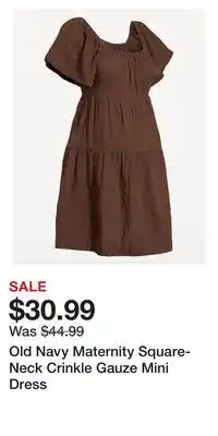 Old Navy Old Navy Maternity Square-Neck Crinkle Gauze Mini Dress offer