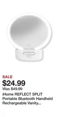 Ulta Beauty iHome REFLECT SPLIT Portable Bluetooth Handheld Rechargeable Vanity Mirror offer