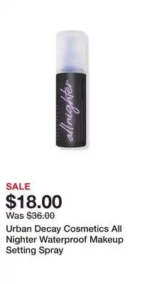 Ulta Beauty Urban Decay Cosmetics All Nighter Waterproof Makeup Setting Spray offer