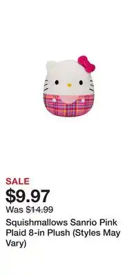 Game Stop Squishmallows Sanrio Pink Plaid 8-in Plush (Styles May Vary) offer