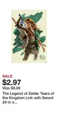 Game Stop The Legend of Zelda: Tears of the Kingdom Link with Sword 24-in x 36-in Rolled Poster offer