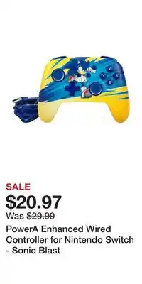 Game Stop PowerA Enhanced Wired Controller for Nintendo Switch - Sonic Blast offer