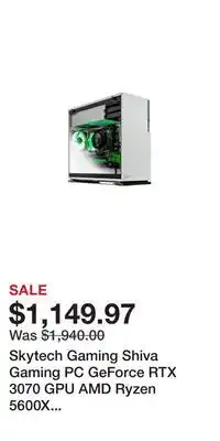 Game Stop Skytech Gaming Shiva Gaming PC GeForce RTX 3070 GPU AMD Ryzen 5600X CPU 16GB RAM 1TB SSD offer