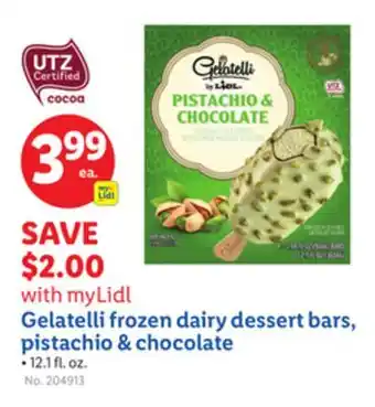 Lidl Gelatelli frozen dairy dessert bars, pistachio & chocolate offer