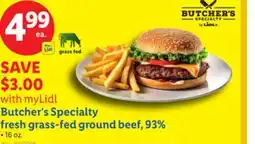 Lidl Butcher's Specialty fresh grass-fed ground beef, 93% offer