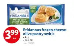 Lidl Eridanous frozen cheese-olive pastry swirls offer