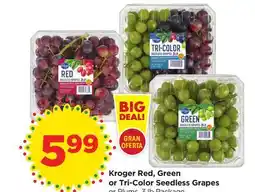 Food 4 Less Kroger Red, Green or Tri-Color Seedless Grapes offer