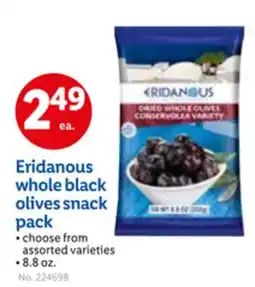 Lidl Eridanous whole black olives snack pack offer