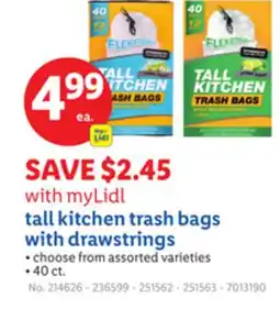 Lidl tall kitchen trash bags with drawstrings offer