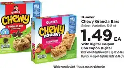 Food 4 Less Quaker Chewy Granola Bars offer