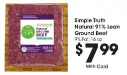 Ralphs Simple Truth Natural 91% Lean Ground Beef offer