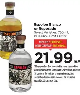 Food 4 Less Espolon Blanco or Reposado offer