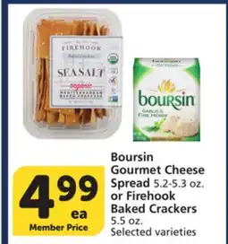 Albertsons Boursin Gourmet Cheese Spread 5.2-5.3 oz. or Firehook Baked Crackers 5.5 oz offer