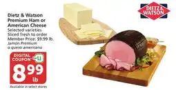 Albertsons Dietz & Watson Premium Ham or American Cheese offer