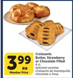 Albertsons Croissants Butter, Strawberry or Chocolate Filled offer