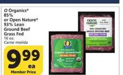 Albertsons O Organics 85% or Open Nature 93% Lean Ground Beef Grass Fed offer