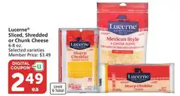 Albertsons Lucerne Sliced, Shredded or Chunk Cheese offer