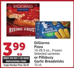 Albertsons DiGiorno Pizza, 15-29.3 oz., Frozen Selected varieties or Pillsbury Garlic Breadsticks 12 ct offer