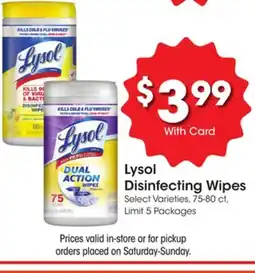 Ralphs Lysol Disinfecting Wipes offer