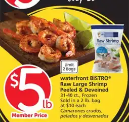 Albertsons waterfront BISTRO Raw Large Shrimp Peeled & Deveined offer