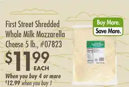 Smart & Final First Street Shredded Whole Milk Mozzarella Cheese offer