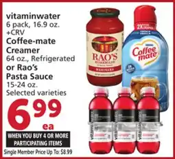 Vons vitaminwater 6 pack, 16.9 oz. Coffee-mate Creamer 64 oz., Refrigerated or Rao's Pasta Sauce 15-24 oz offer