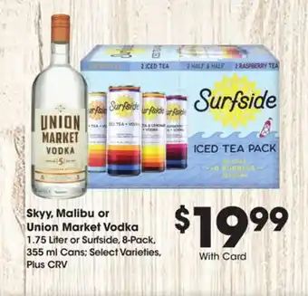 Ralphs Skyy, Malibu or Union Market Vodka offer