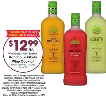 Ralphs Rancho La Gloria Wine Cocktail offer