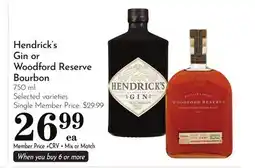 Pavilions Hendrick's Gin or Woodford Reserve Bourbon offer