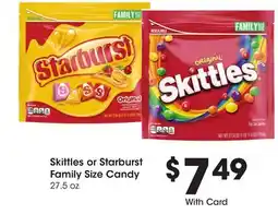 Ralphs Skittles or Starburst Family Size Candy offer