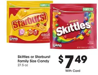 Ralphs Skittles or Starburst Family Size Candy offer