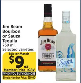 Albertsons Jim Beam Bourbon or Sauza Tequila offer