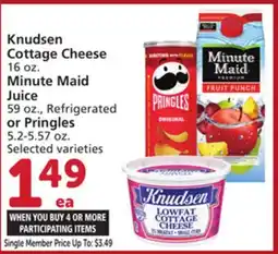 Albertsons Knudsen Cottage Cheese 16 oz. Minute Maid Juice 59 oz., Refrigerated or Pringles 5.2-5.57 oz offer