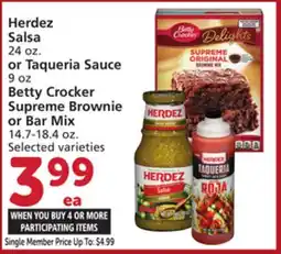 Vons Herdez Salsa 24 oz. or Taqueria Sauce 9 oz Betty Crocker Supreme Brownie or Bar Mix 14.7-18.4 oz offer