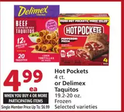 Vons Hot Pockets 4 ct. or Delimex Taquitos 19.2-20 oz offer