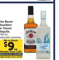Vons Jim Beam Bourbon or Sauza Tequila offer