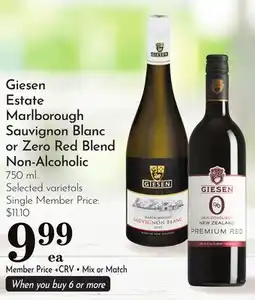 Pavilions Giesen Estate Marlborough Sauvignon Blanc or Zero Red Blend Non-Alcoholic offer