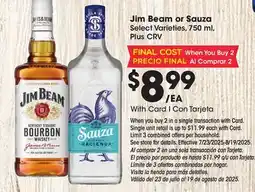 Ralphs Jim Beam or Sauza offer