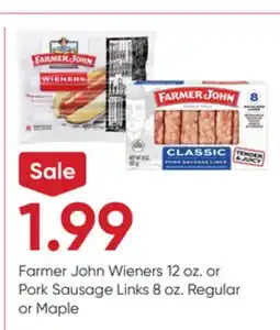 Stater Bros Farmer John Wieners 12 oz. or Pork Sausage Links 8 oz offer