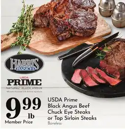 Pavilions USDA Prime Black Angus Beef Chuck Eye Steaks or Top Sirloin Steaks offer