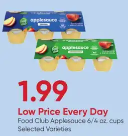 Stater Bros Food Club Applesauce offer