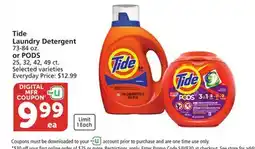 Vons Tide Laundry Detergent 73-84 oz. or PODS 25, 32, 42, 49 ct offer