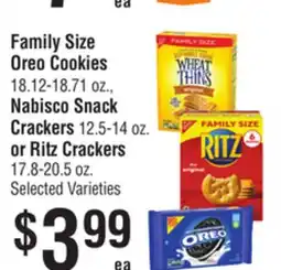 Smart & Final Family Size Oreo Cookies, Nabisco Snack Crackers or Ritz Crackers offer