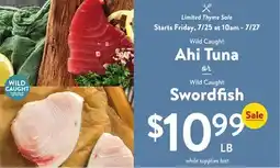Fresh Thyme Wild Caught Ahi Tuna or Wild Caught Swordfish offer