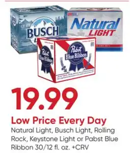 Stater Bros Natural Light, Busch Light, Rolling Rock, Keystone Light or Pabst Blue Ribbon offer