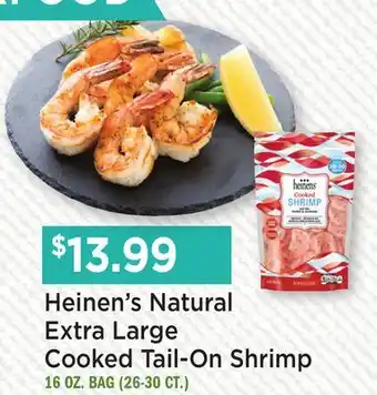 Heinen's Heinen's Natural Extra Large Cooked Tail-On Shrimp offer