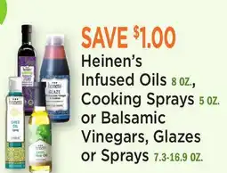 Heinen's Heinen's Infused Oils 8 OZ., Cooking Sprays 5 OZ. or Balsamic Vinegars, Glazes or Sprays 7.3-16.9 OZ offer