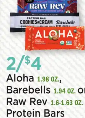 Heinen's Aloha 1.98 OZ., Barebells 1.94 OZ. or Raw Rev 1.6-1.63 OZ offer